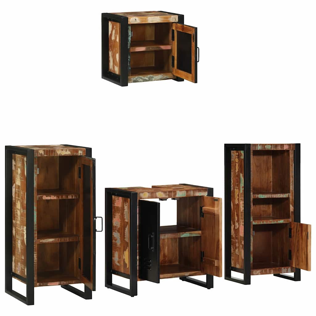 Juego de muebles de baño 4 pcs Madera sólida recuperada