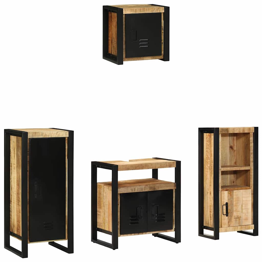 Juego de muebles de baño con cajón 4 pcs Madera de mango maciza