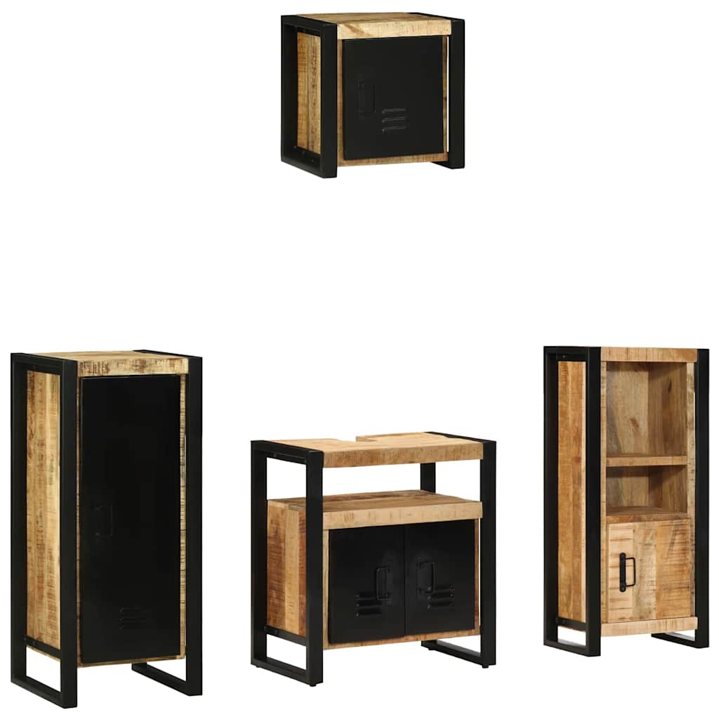 Juego de muebles de baño con cajón 4 pcs Madera de mango maciza