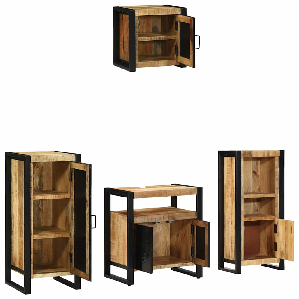 Juego de muebles de baño con cajón 4 pcs Madera de mango maciza