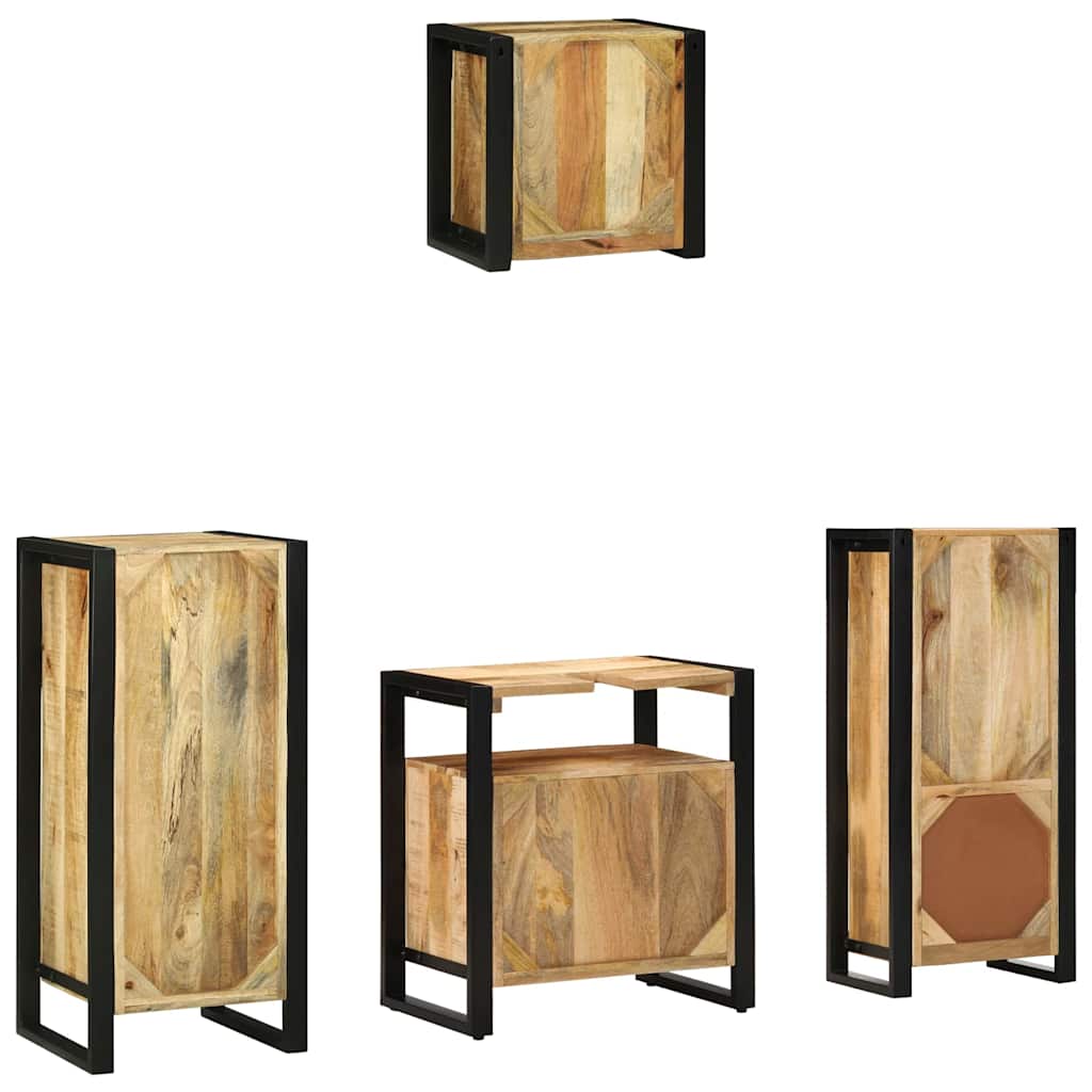 Juego de muebles de baño con cajón 4 pcs Madera de mango maciza