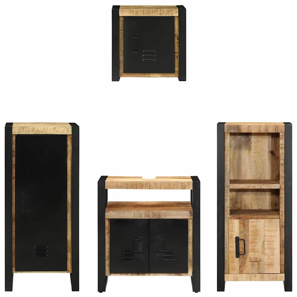 Juego de muebles de baño con cajón 4 pcs Madera de mango maciza