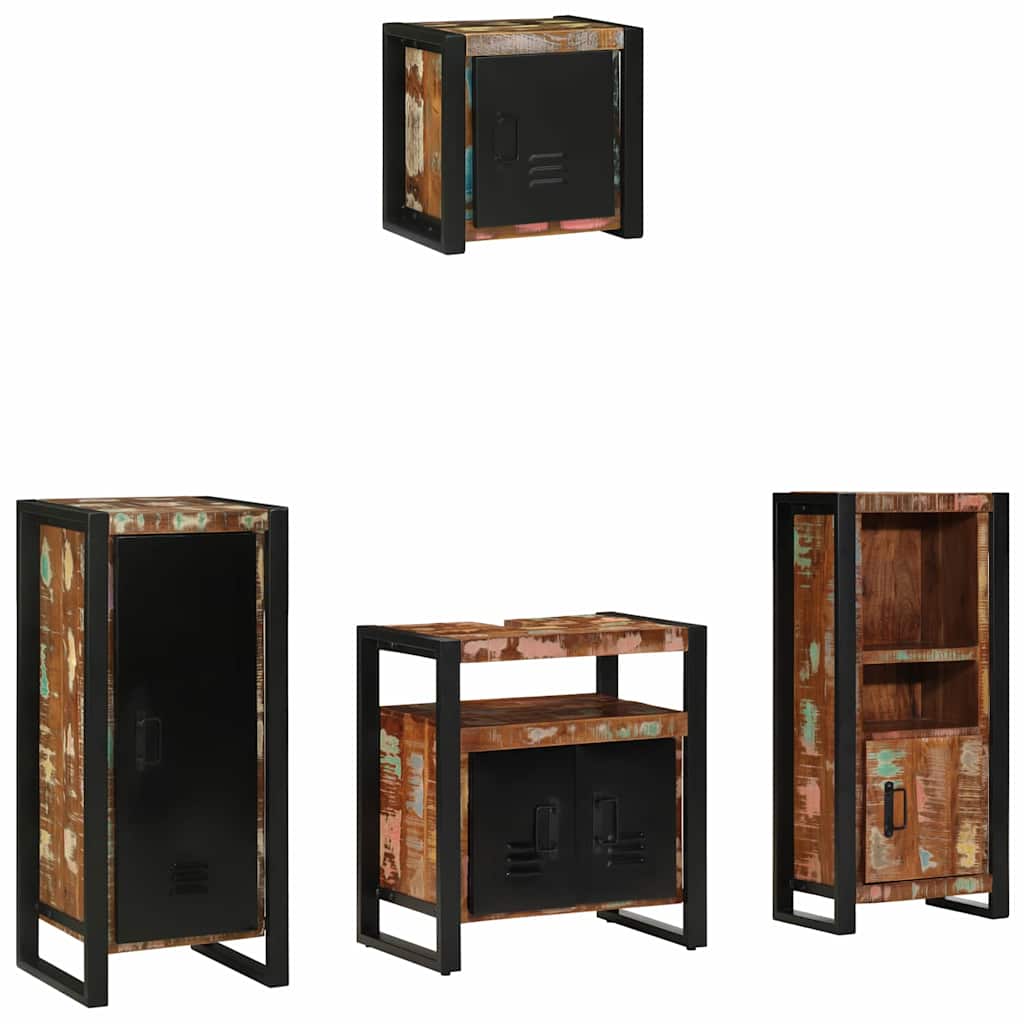 Juego de muebles de baño 4 pcs Madera sólida recuperada