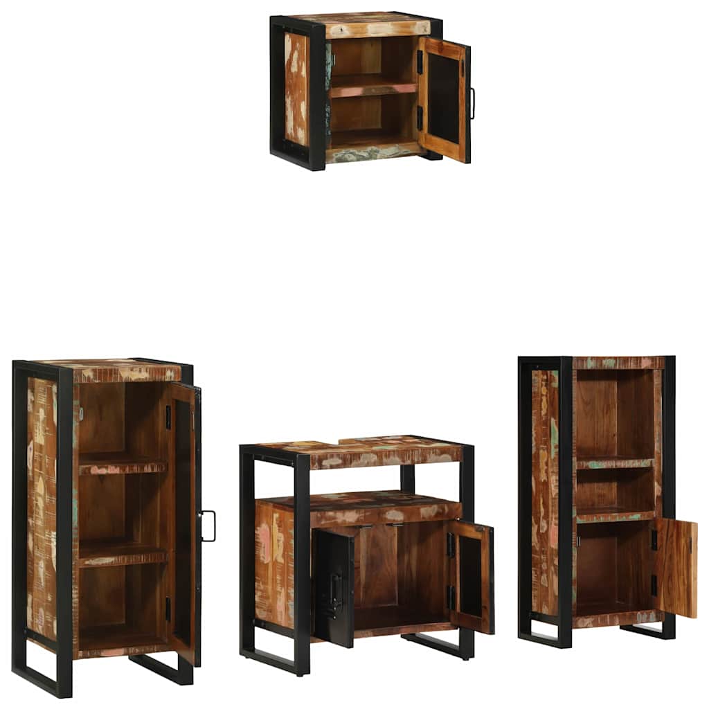 Juego de muebles de baño 4 pcs Madera sólida recuperada