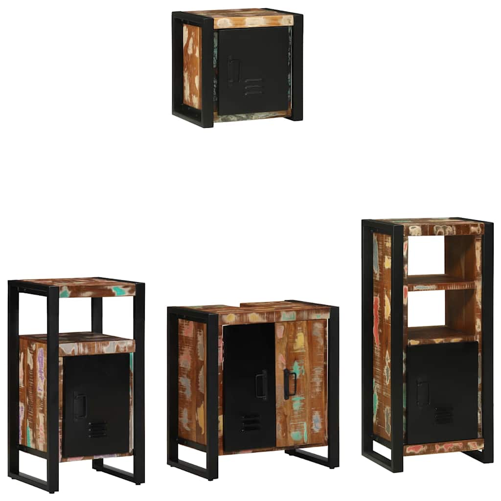 Conjunto de móveis de casa de banho 4 pcs Madeira maciça recuperada