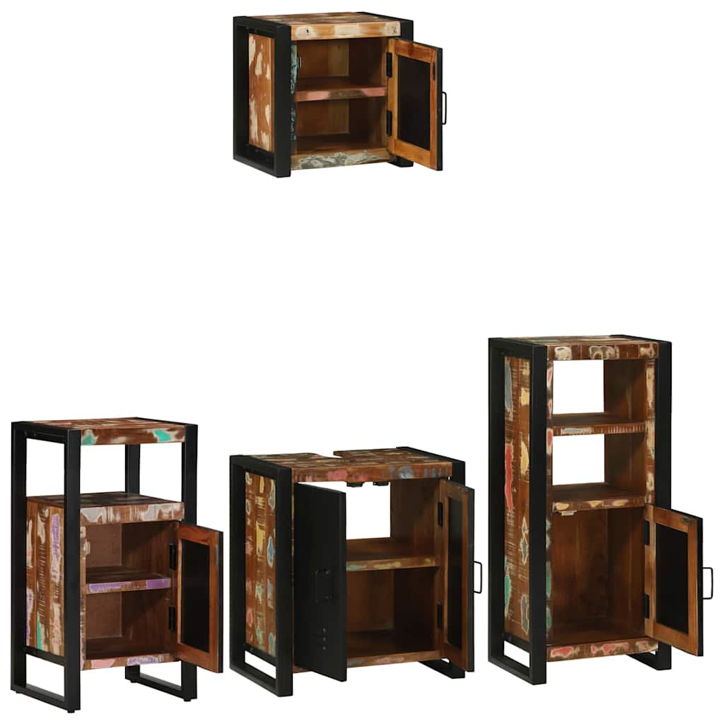 Juego de muebles de baño 4 pcs Madera sólida recuperada