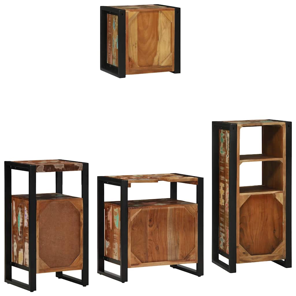 Juego de muebles de baño 4 pcs Madera sólida recuperada