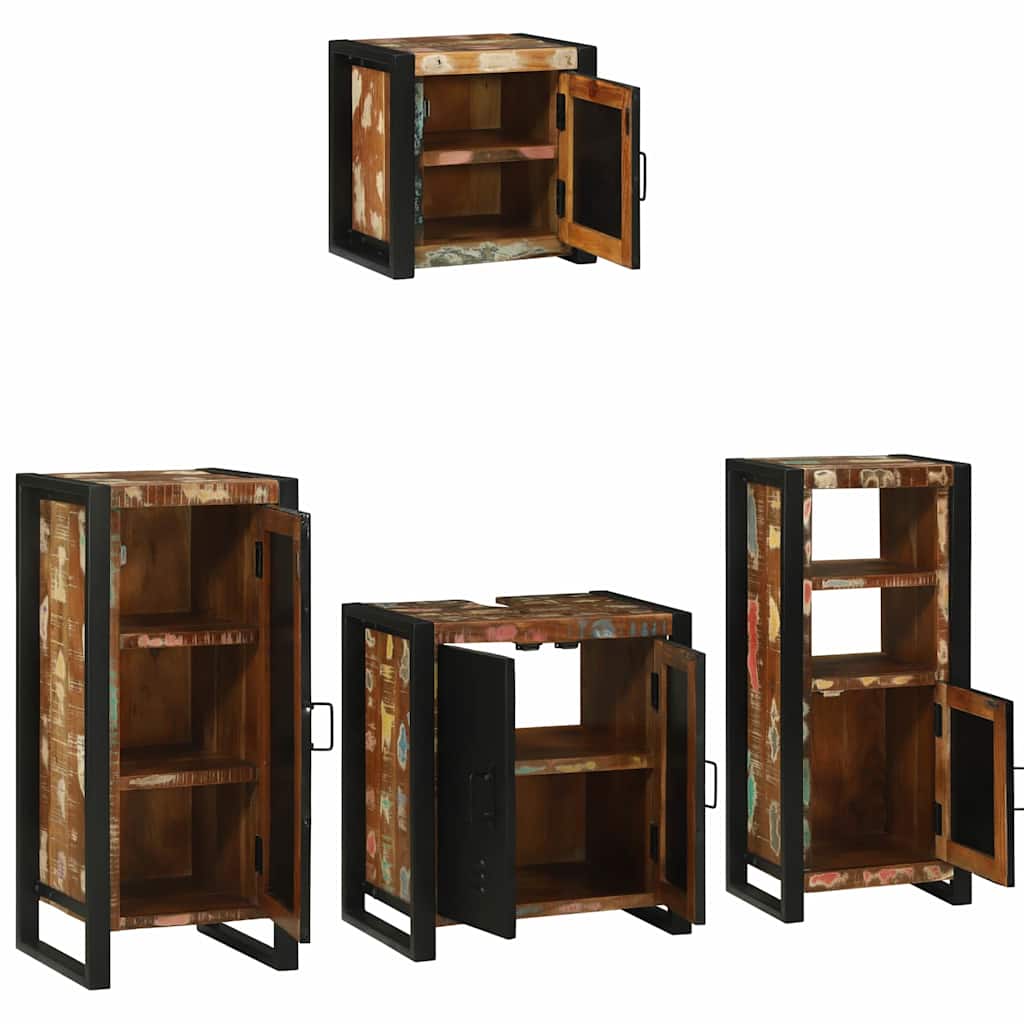 Juego de muebles de baño 4 pcs Madera sólida recuperada