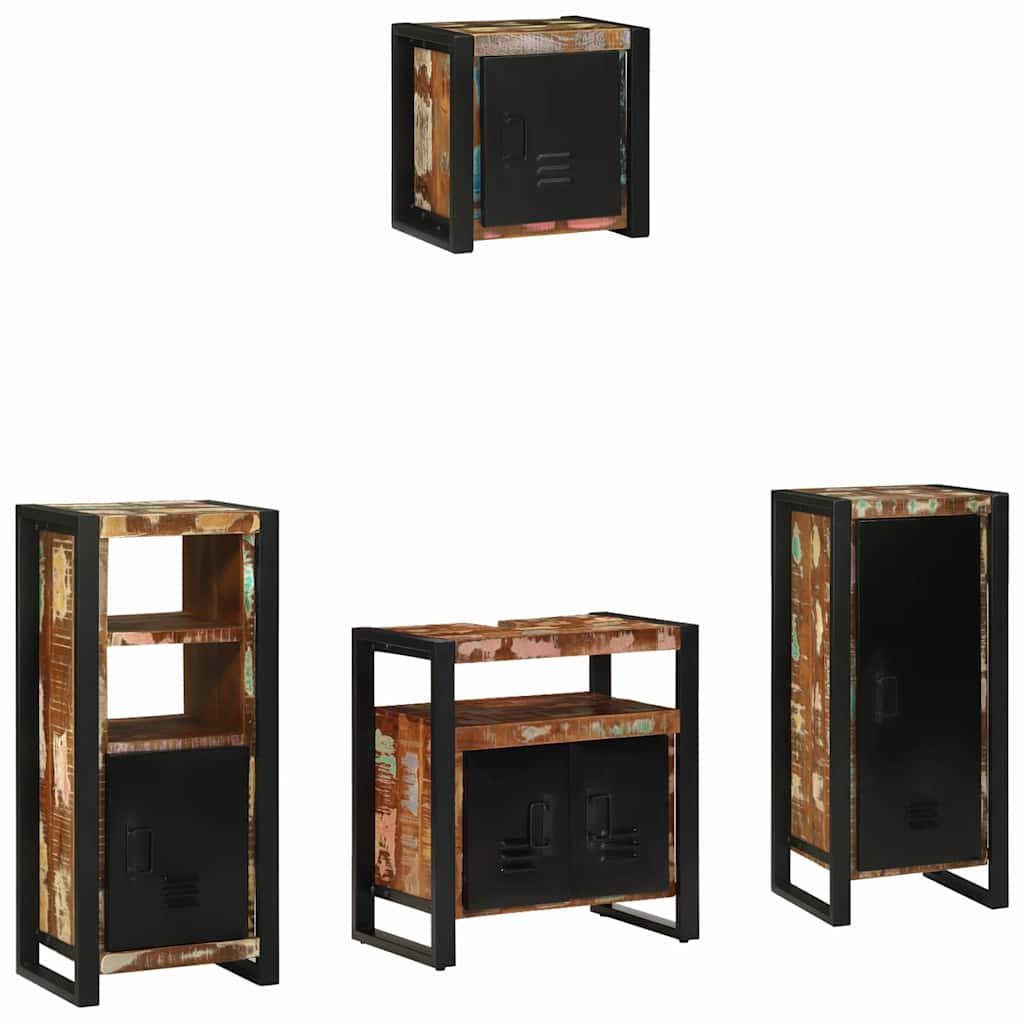 Juego de muebles de baño 4 pcs Madera sólida recuperada