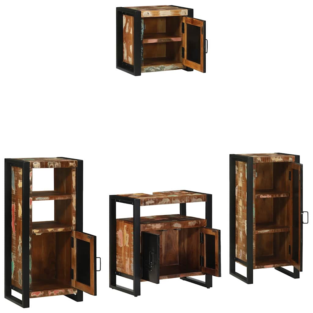 Juego de muebles de baño 4 pcs Madera sólida recuperada