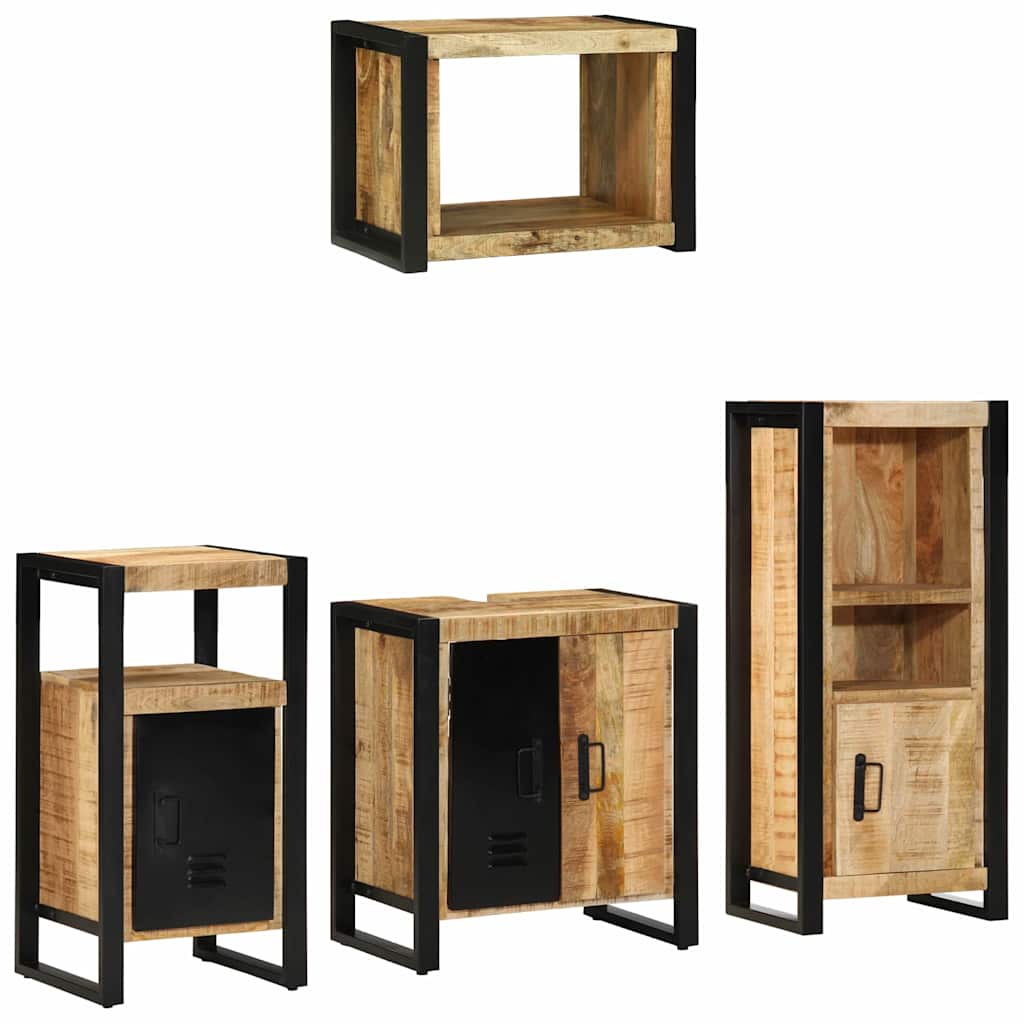 Juego de muebles de baño con cajón 4 pcs Madera de mango maciza