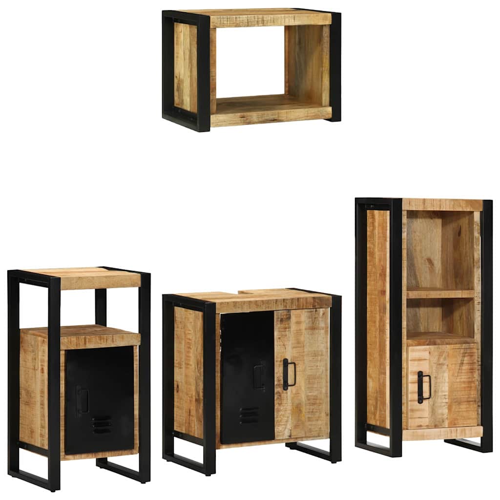 Juego de muebles de baño con cajón 4 pcs Madera de mango maciza