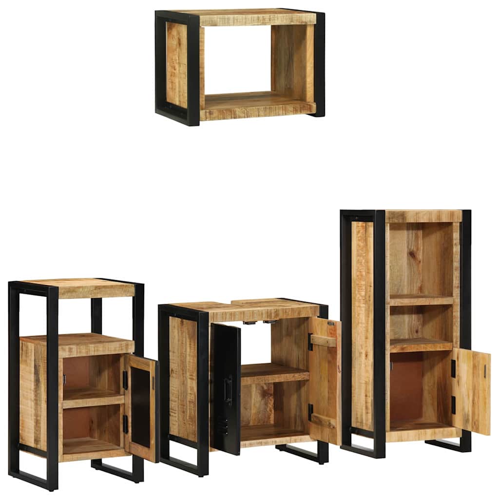 Juego de muebles de baño con cajón 4 pcs Madera de mango maciza