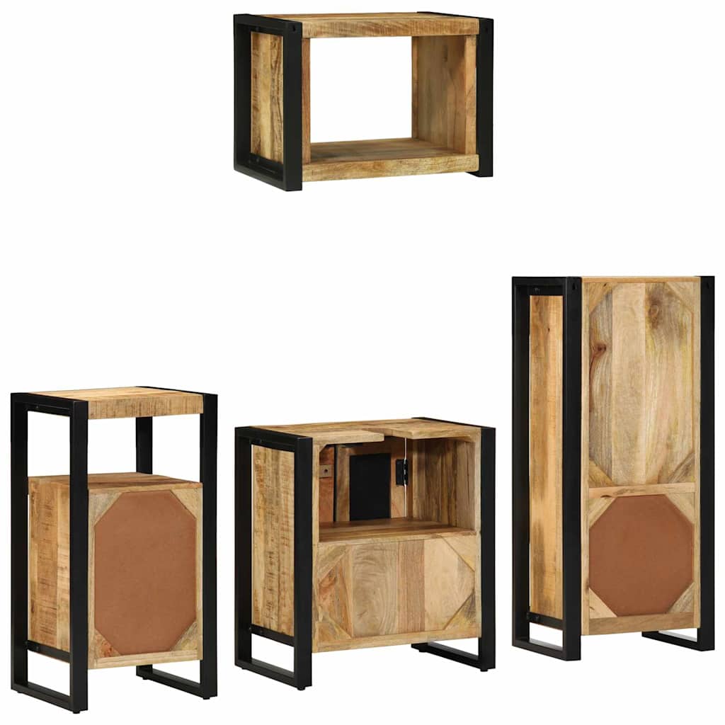 Juego de muebles de baño con cajón 4 pcs Madera de mango maciza