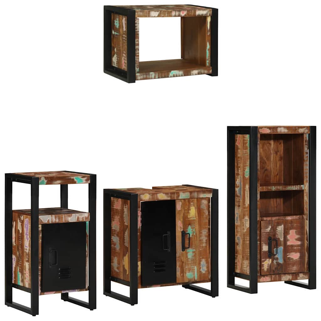 Conjunto de móveis de casa de banho 4 pcs Madeira maciça recuperada