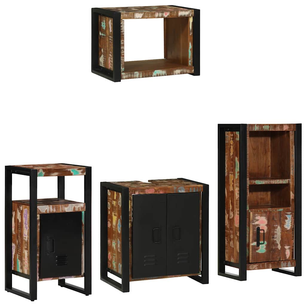 Juego de muebles de baño 4 pcs Madera sólida recuperada