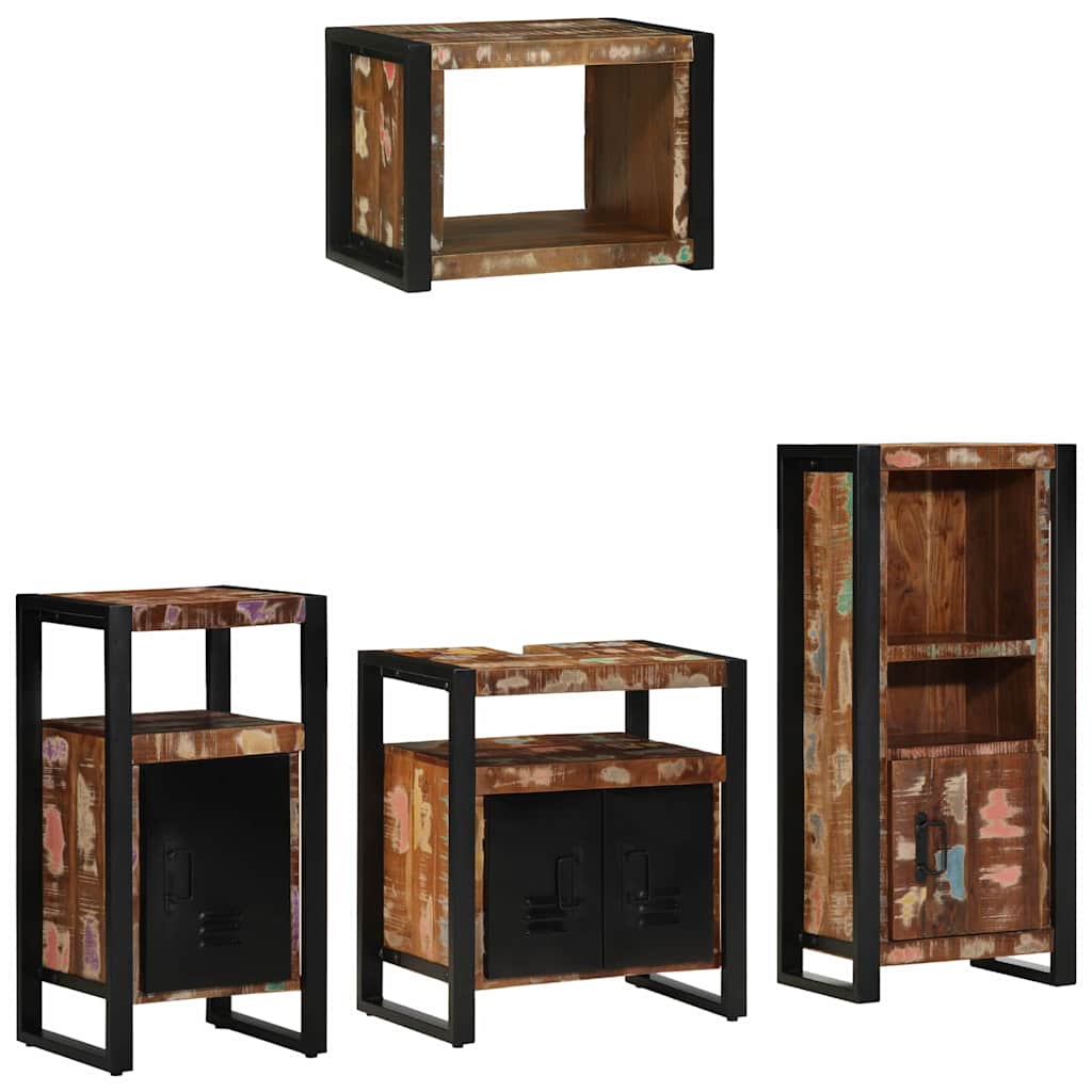 Conjunto de móveis de casa de banho 3 pcs Carvalho Preto Madeira projetada