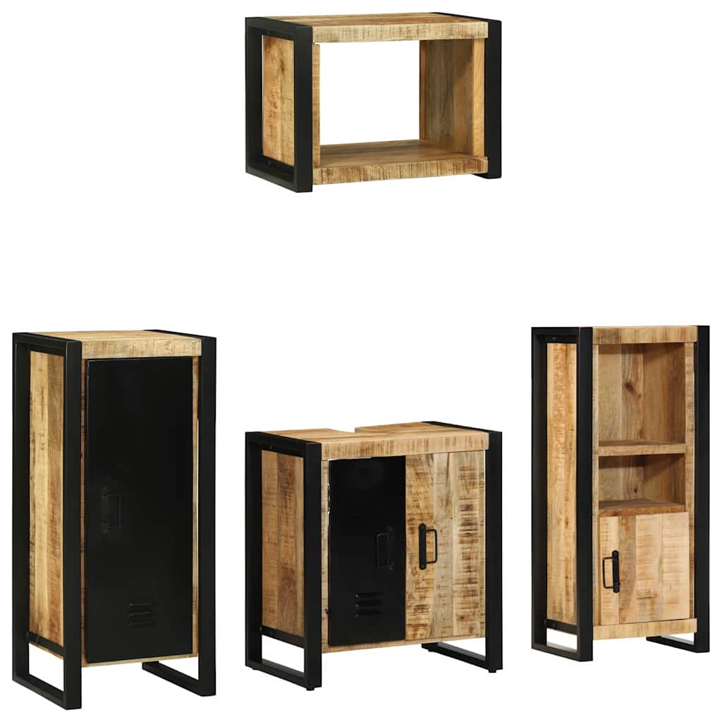 Juego de muebles de baño con cajón 4 pcs Madera de mango maciza
