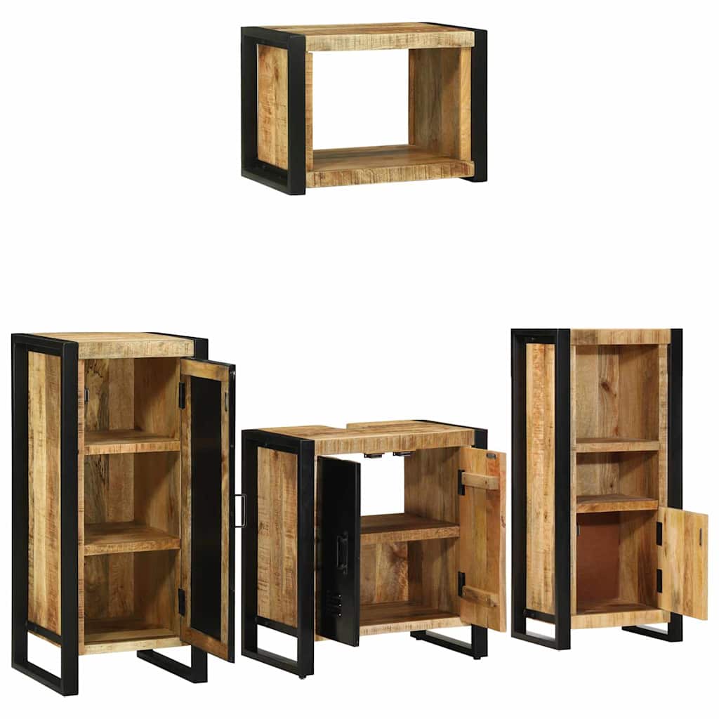 Juego de muebles de baño con cajón 4 pcs Madera de mango maciza