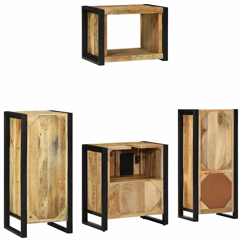 Juego de muebles de baño con cajón 4 pcs Madera de mango maciza