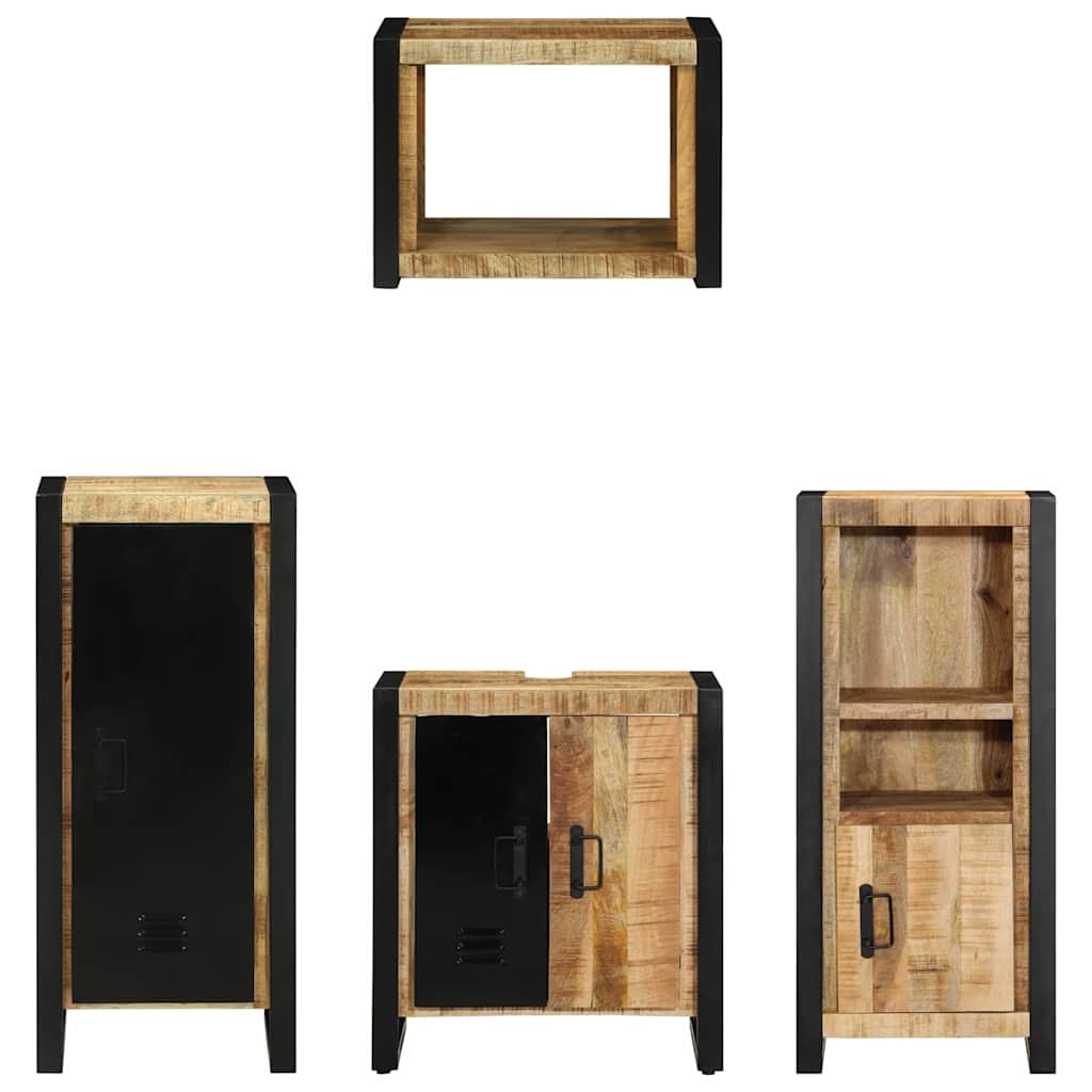 Juego de muebles de baño con cajón 4 pcs Madera de mango maciza