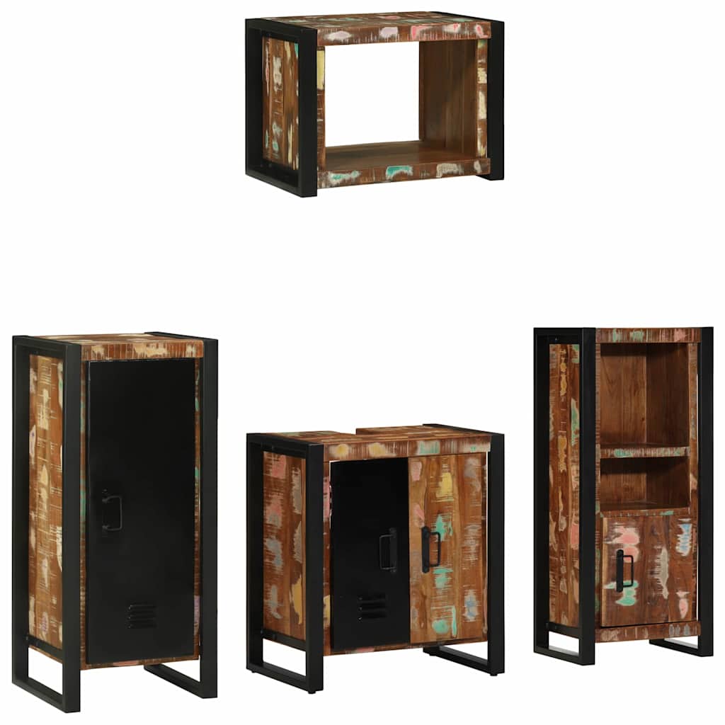 Juego de muebles de baño 4 pcs Madera sólida recuperada