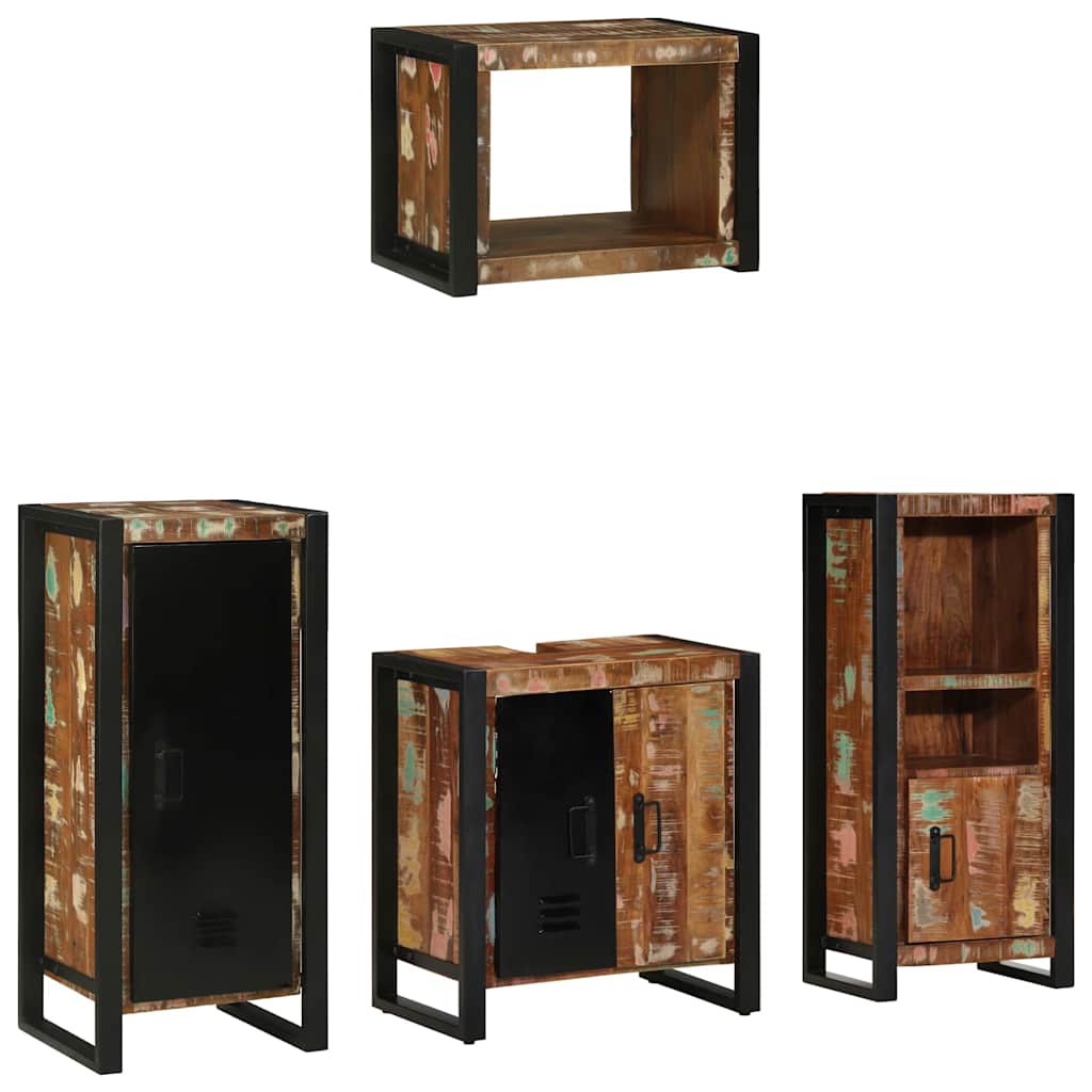 Juego de muebles de baño 4 pcs Madera sólida recuperada