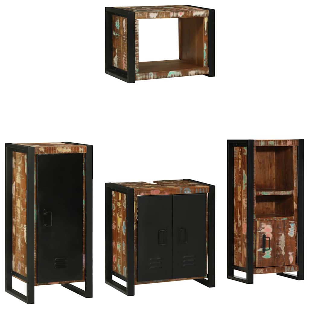 Juego de muebles de baño 4 pcs Madera sólida recuperada