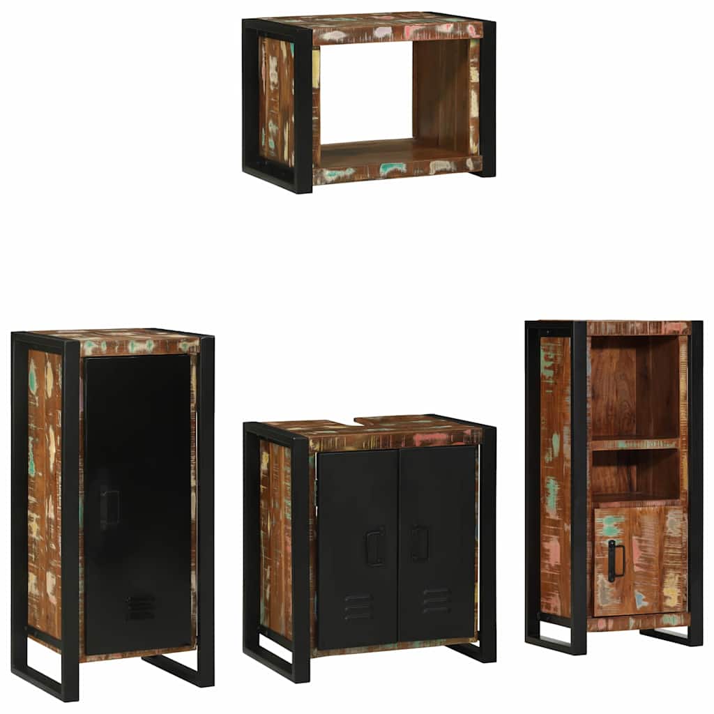 Juego de muebles de baño 4 pcs Madera sólida recuperada