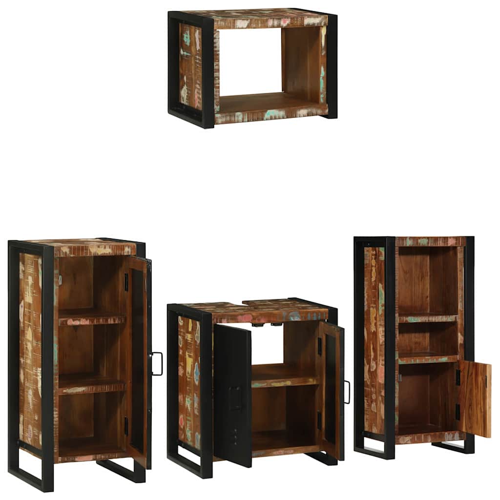 Juego de muebles de baño 4 pcs Madera sólida recuperada