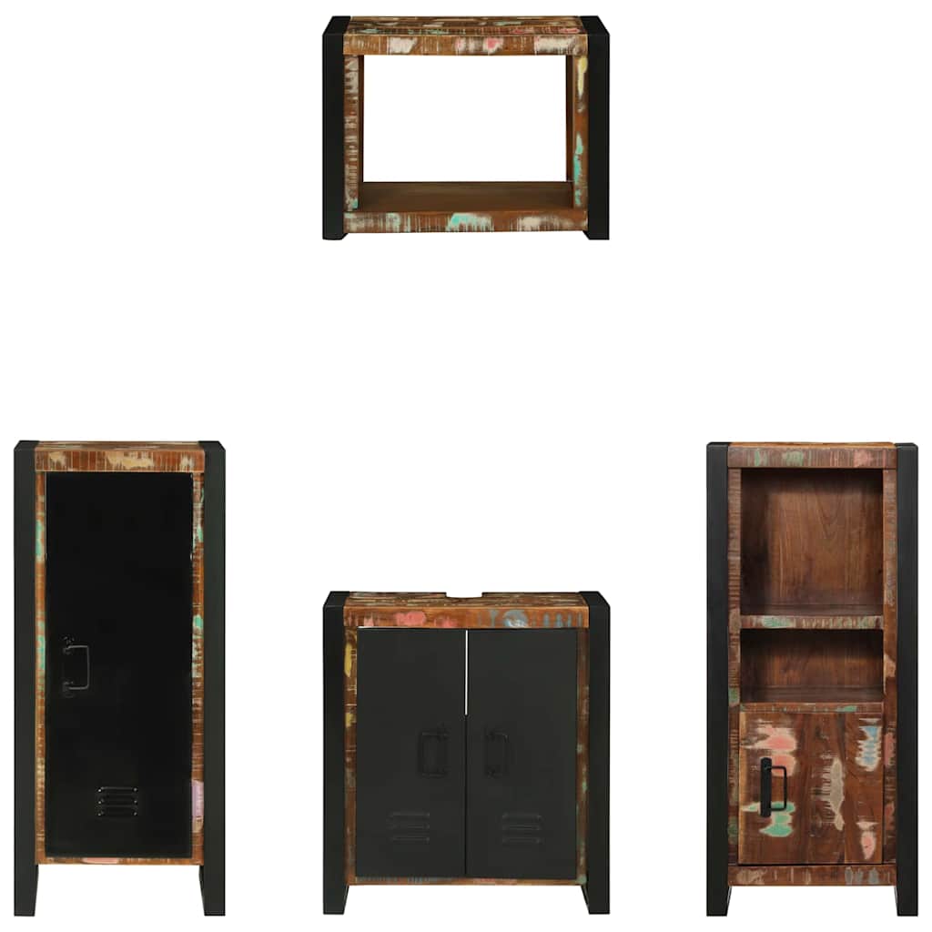 Juego de muebles de baño 4 pcs Madera sólida recuperada