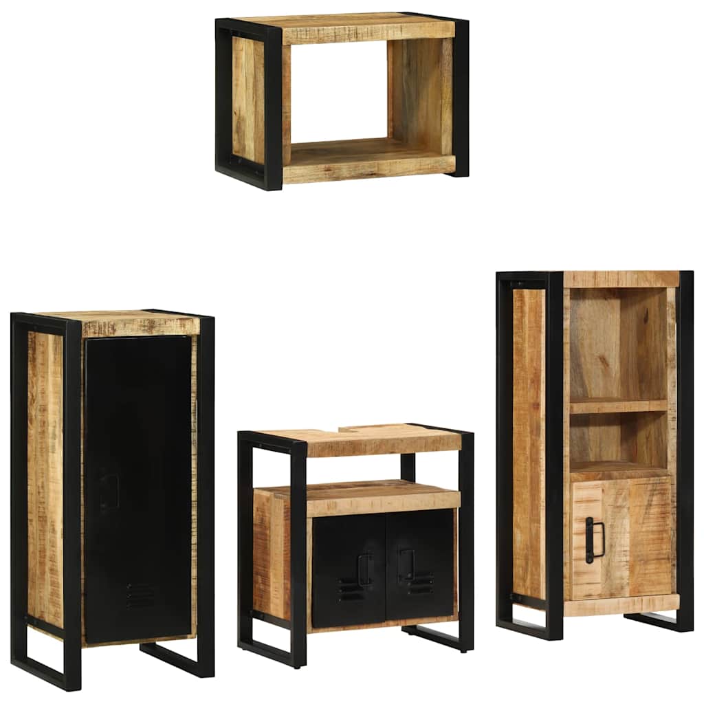 Juego de muebles de baño con cajón 4 pcs Madera de mango maciza