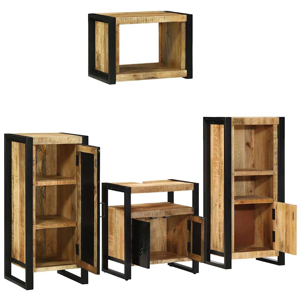 Juego de muebles de baño con cajón 4 pcs Madera de mango maciza