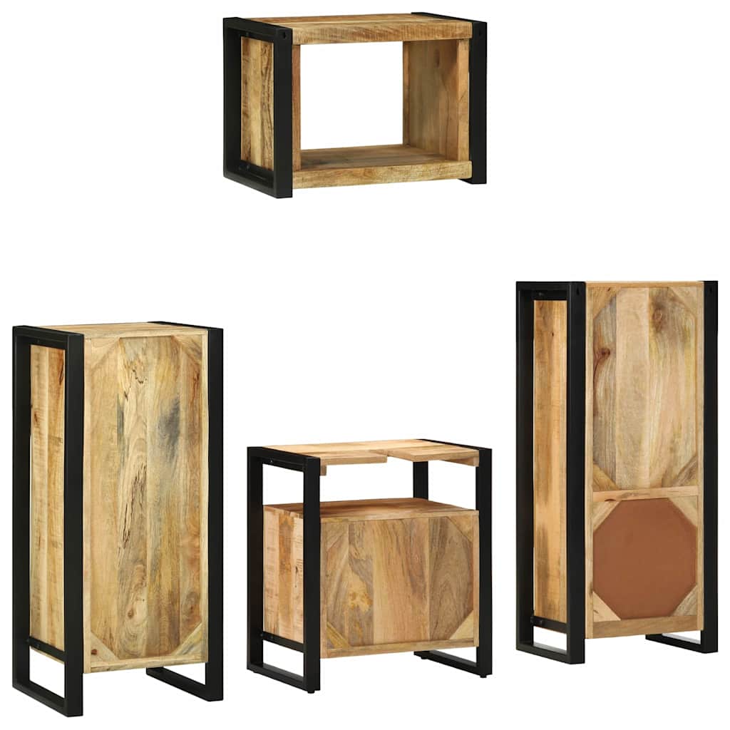 Juego de muebles de baño con cajón 4 pcs Madera de mango maciza