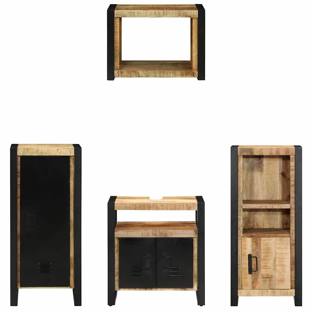 Juego de muebles de baño con cajón 4 pcs Madera de mango maciza
