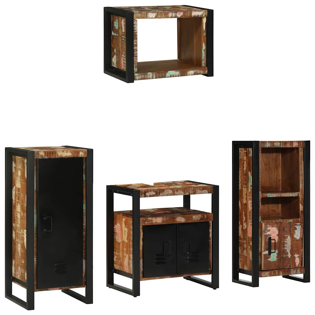 Juego de muebles de baño 4 pcs Madera sólida recuperada