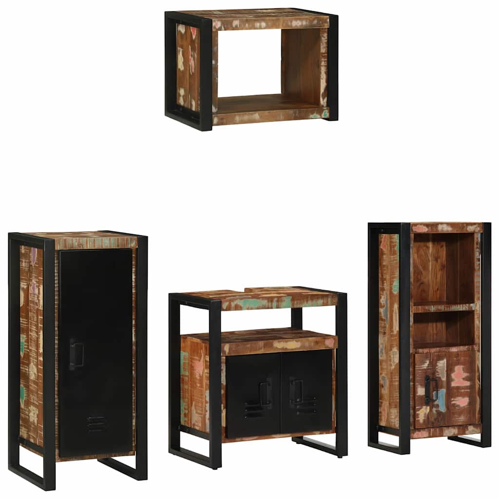 Juego de muebles de baño 4 pcs Madera sólida recuperada