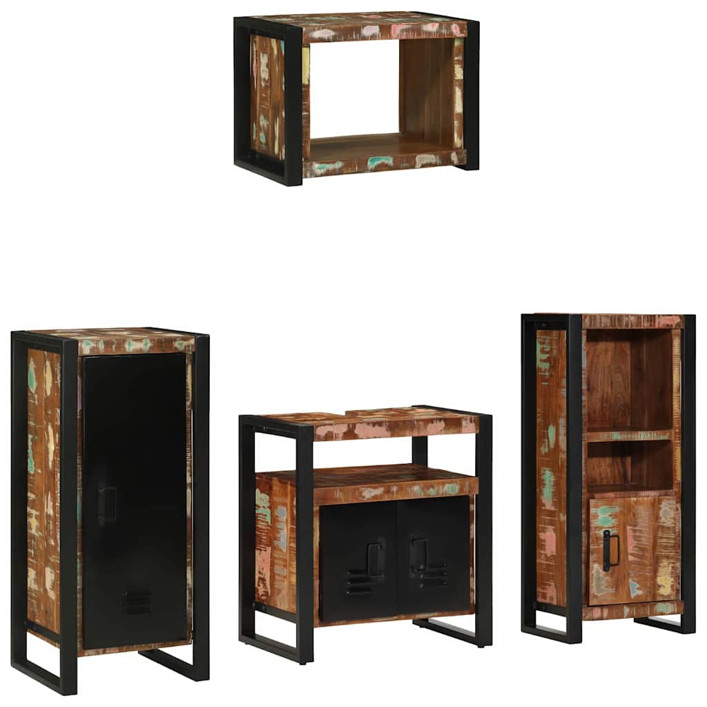 Juego de muebles de baño 4 pcs Madera sólida recuperada