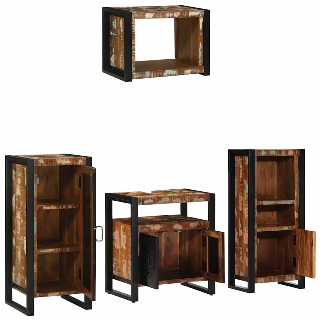 Juego de muebles de baño 4 pcs Madera sólida recuperada