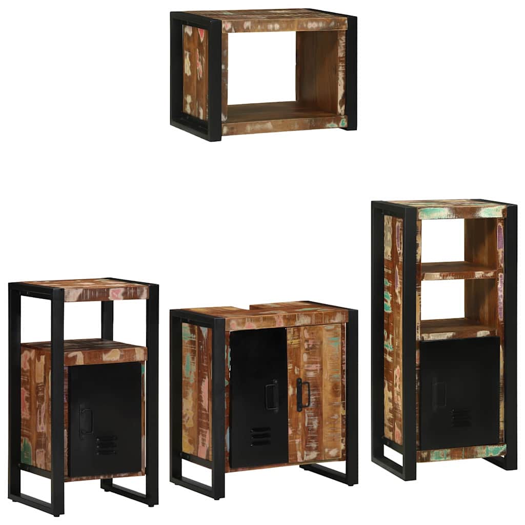 Juego de muebles de baño 4 pcs Madera sólida recuperada