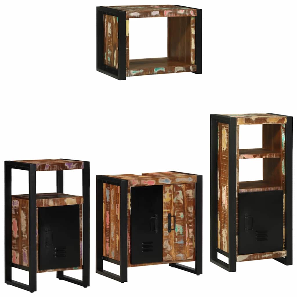 Juego de muebles de baño 4 pcs Madera sólida recuperada