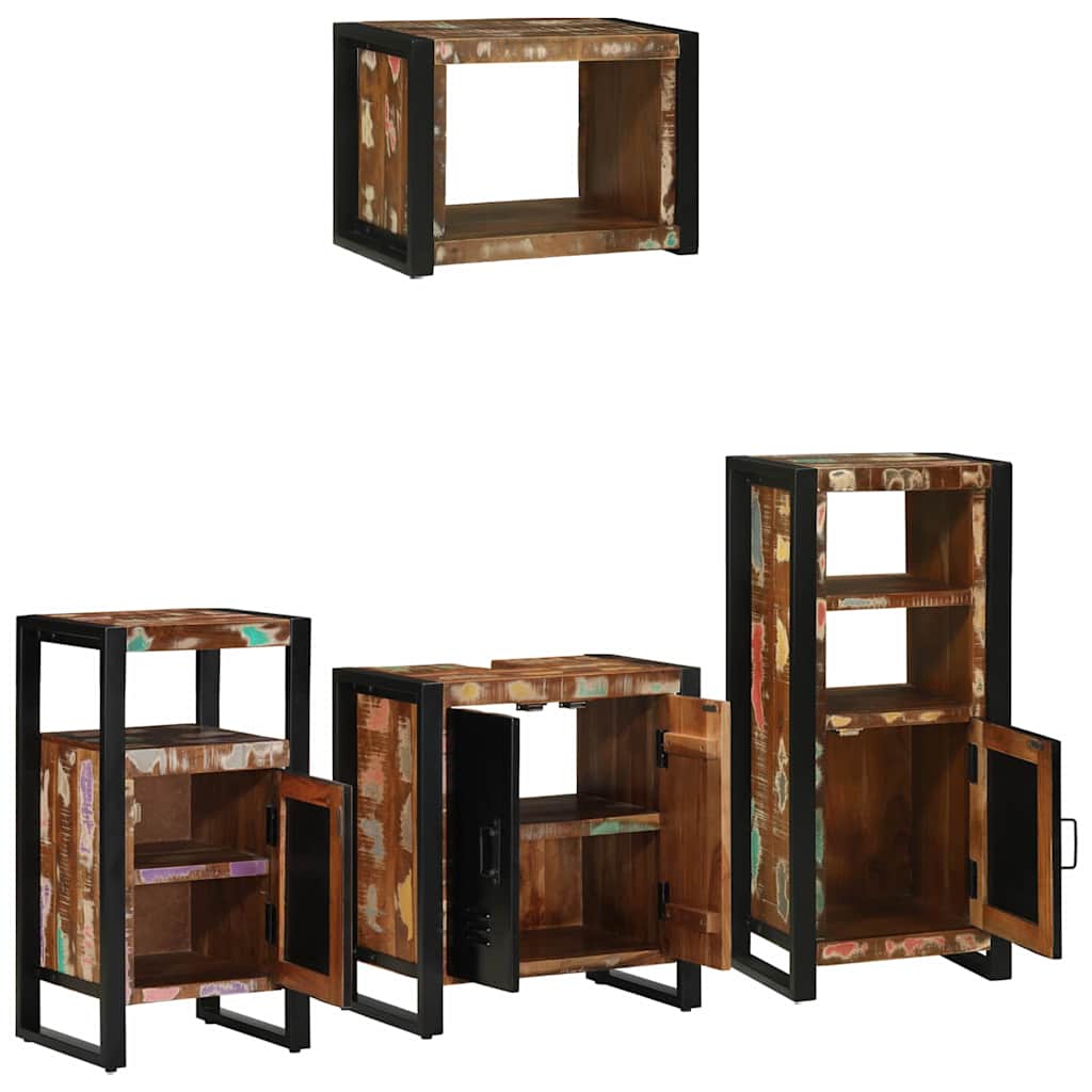Juego de muebles de baño 4 pcs Madera sólida recuperada