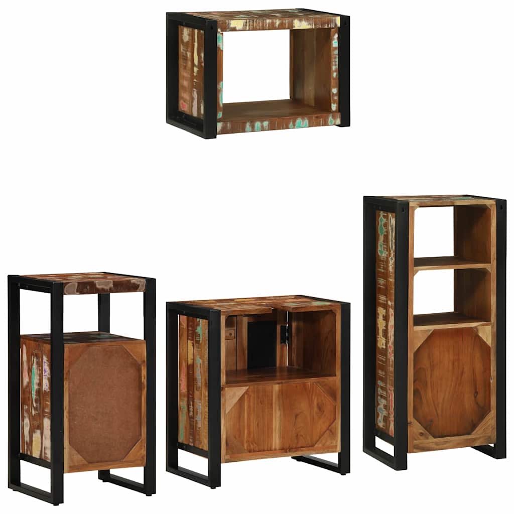 Juego de muebles de baño 4 pcs Madera sólida recuperada
