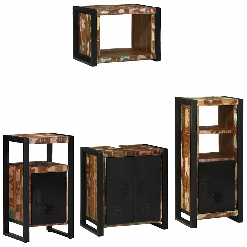 Juego de muebles de baño 4 pcs Madera sólida recuperada