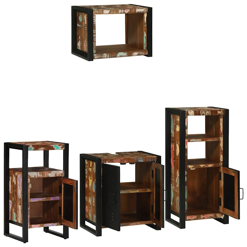 Juego de muebles de baño 4 pcs Madera sólida recuperada