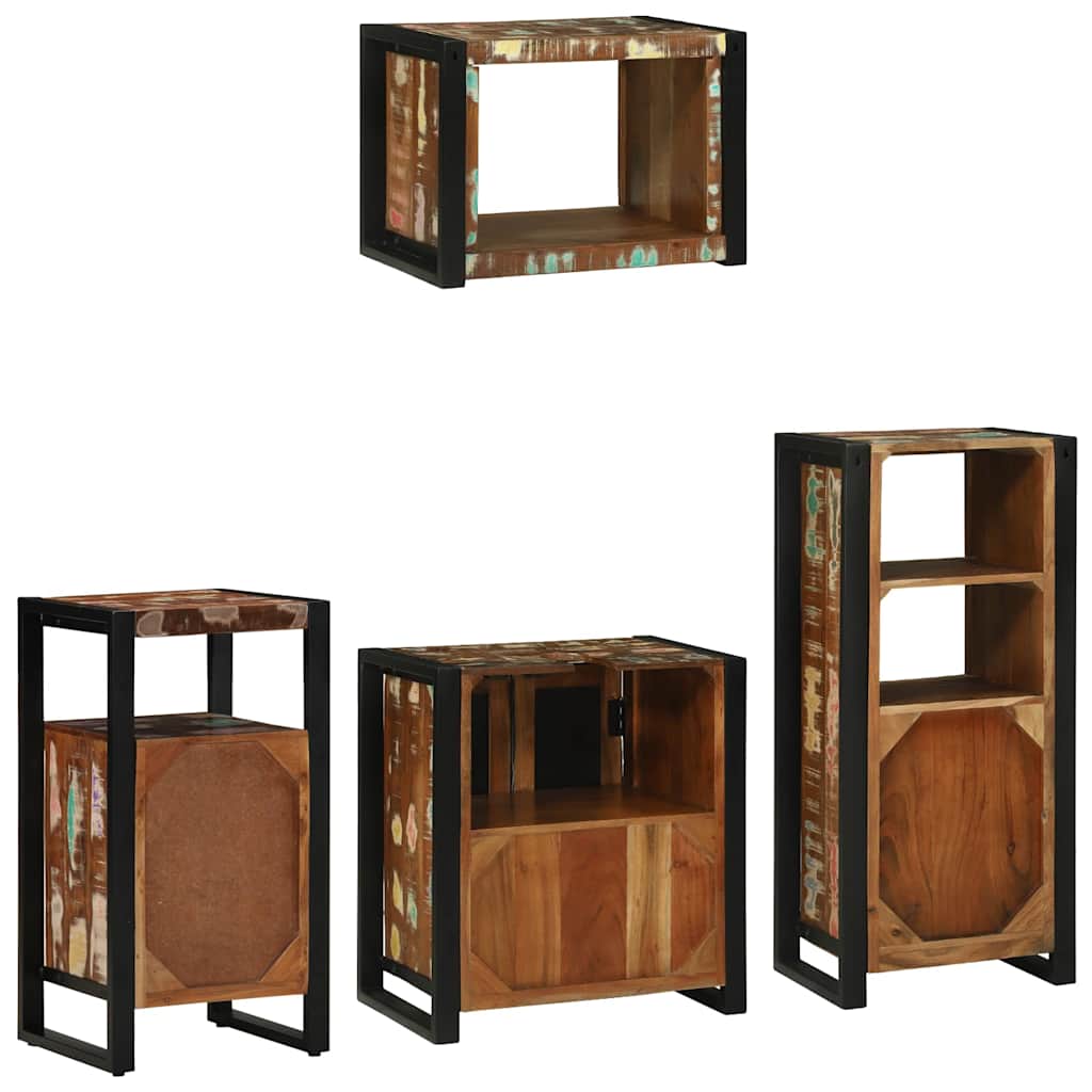 Juego de muebles de baño 4 pcs Madera sólida recuperada