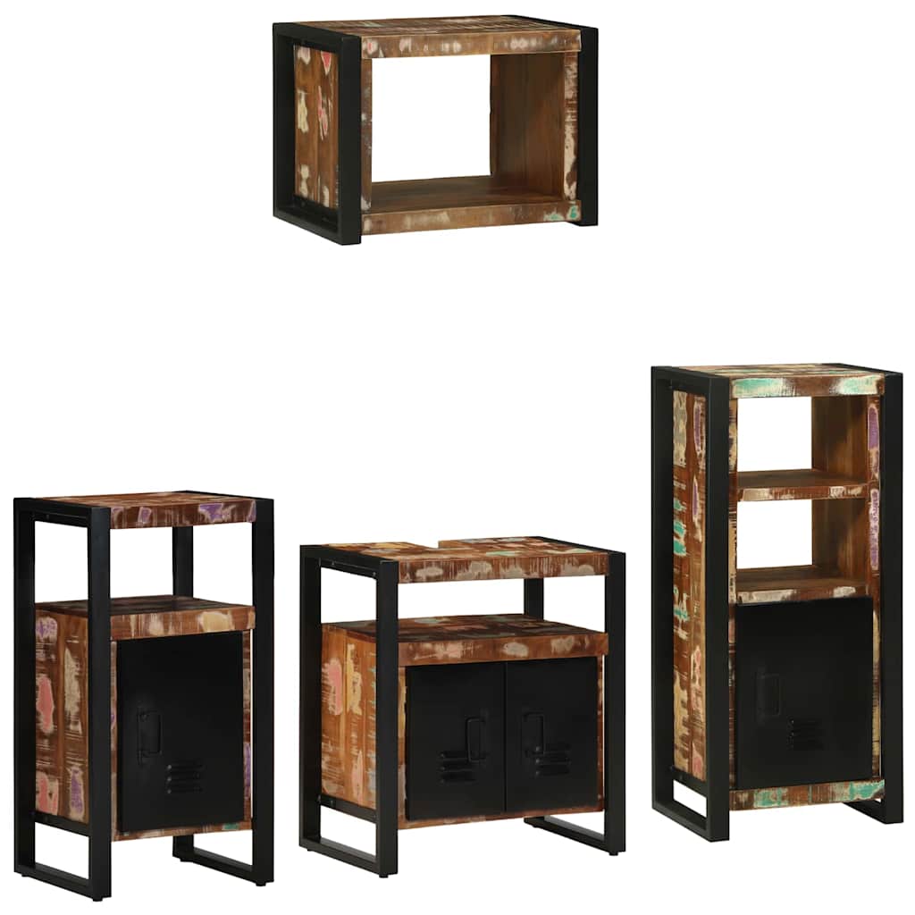 Juego de muebles de baño 4 pcs Madera sólida recuperada