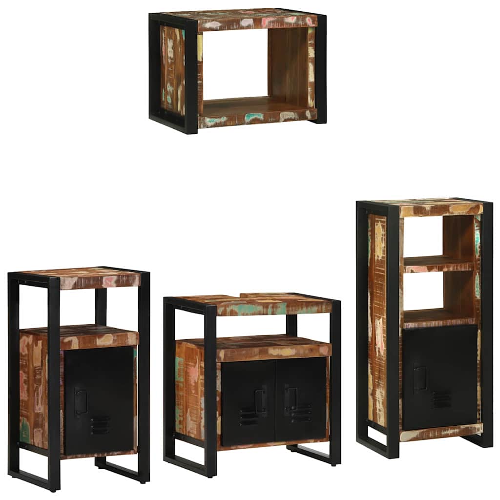 Juego de muebles de baño 4 pcs Madera sólida recuperada