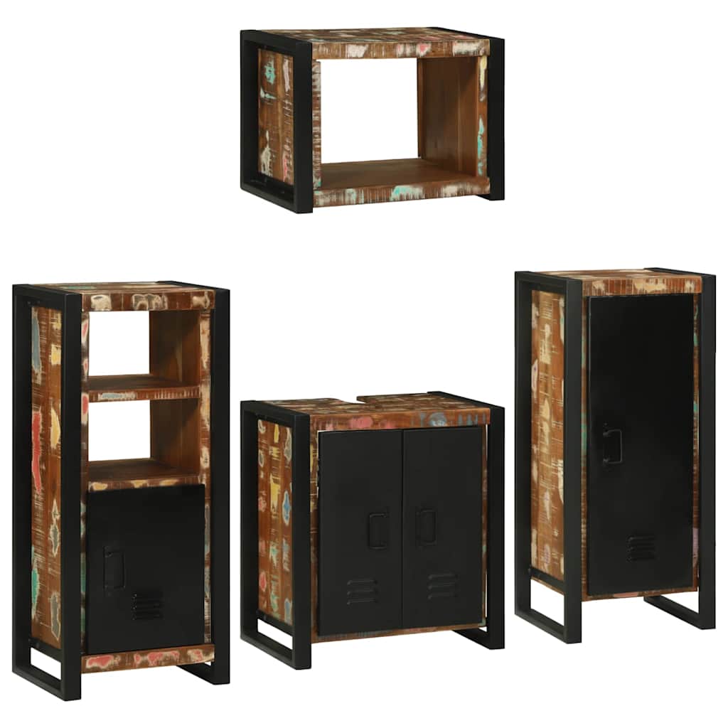 Conjunto de móveis de casa de banho 3 pcs Carvalho Preto Madeira compensada