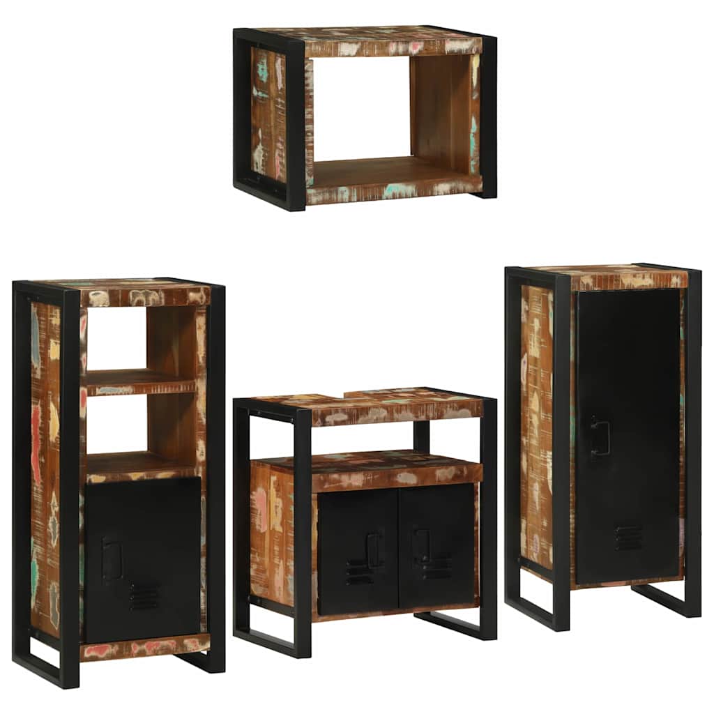 Conjunto de móveis de casa de banho 3 pcs Carvalho Preto Madeira projetada